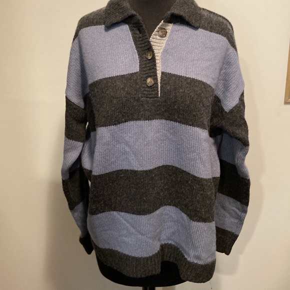 Madewell Jill Stripe Rugby Polo Top NWT (sku 112) - Picture 3 of 8